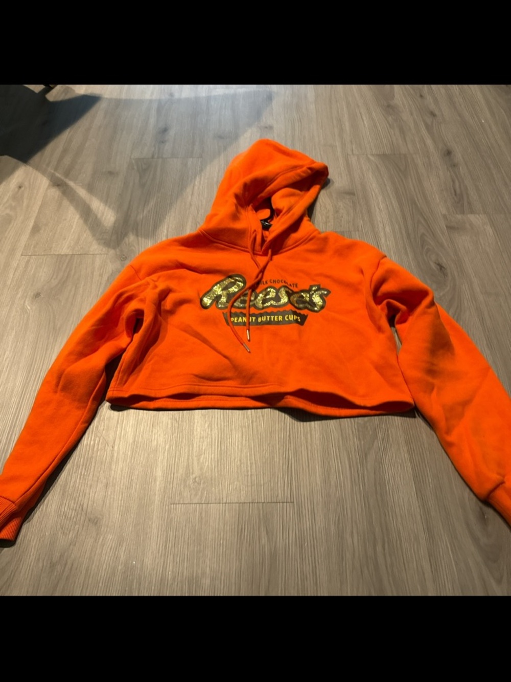 Forever 21 Orange Cropped Reese's Graphic Hoodie